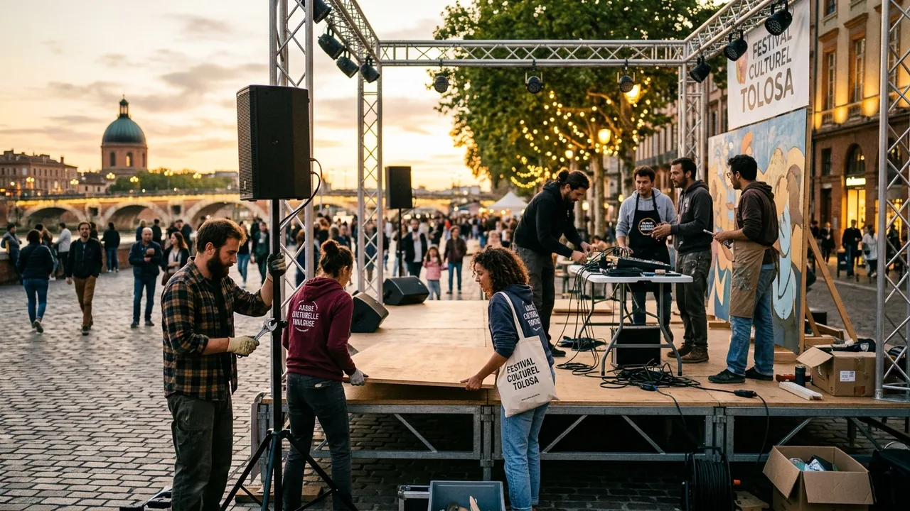 Action culturelle et logistique sur le terrain par l'association L'Acharnerie